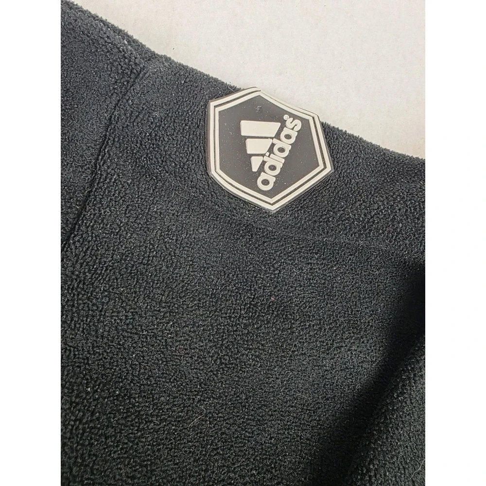 Vintage Y2K Adidas Soccer Fleece Jacket Black Striped Full Zip Track Mens Size S